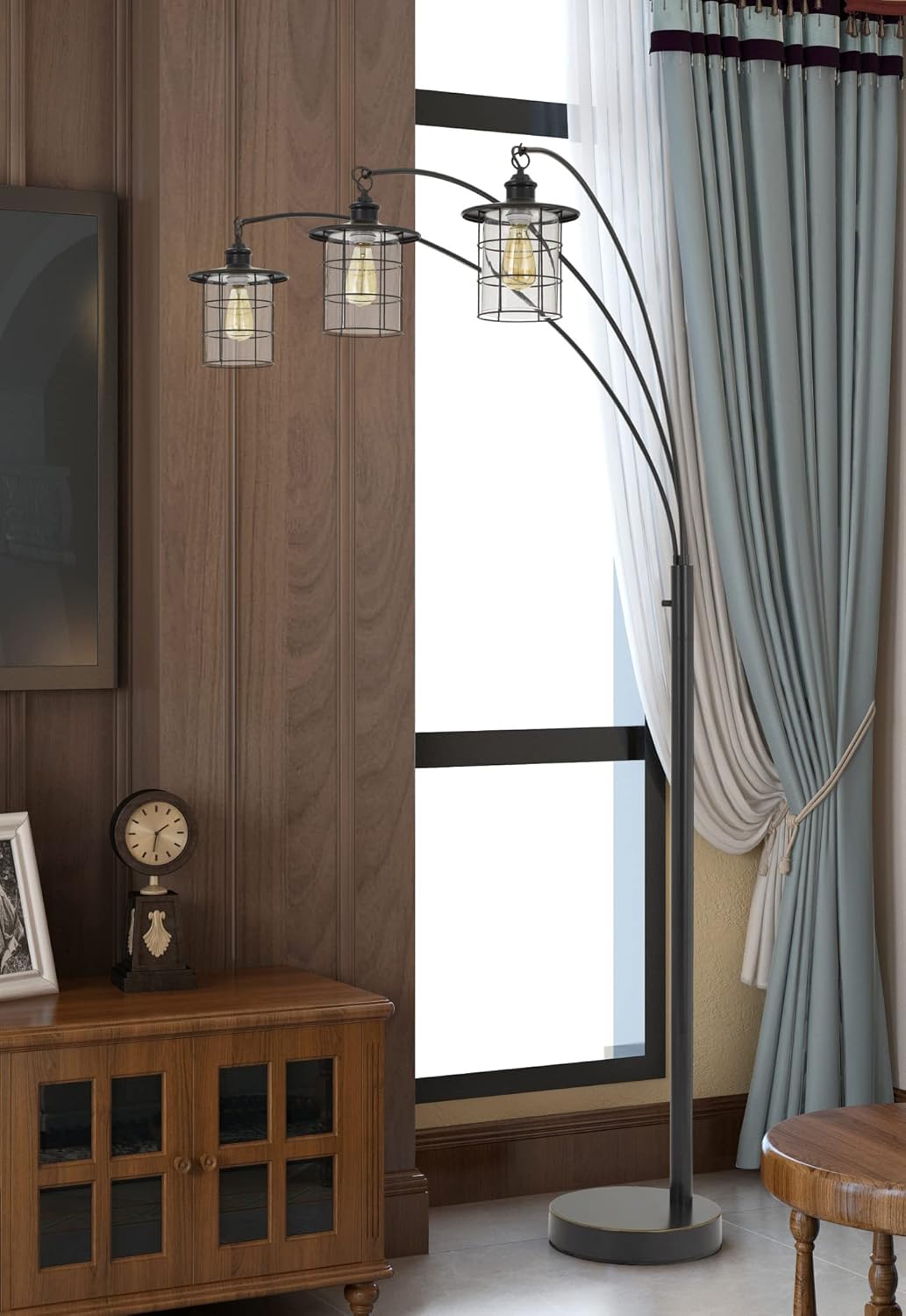 Silverton arc Floor lamp with Glass Shades (Edison Bulbs Included)