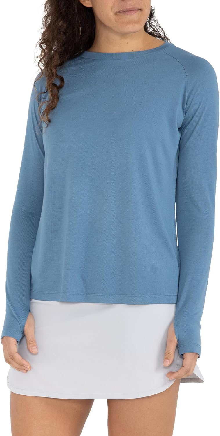 Free Fly Women's Lightweight Long Sleeve Shirt - UPF 40+ Sun Protection Moisture Wicking, Breathable Bamboo Viscose Shirt