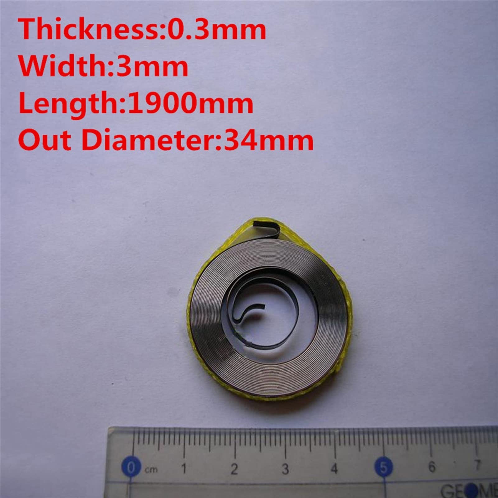 Bclla Zkenyao-Spring Small Flat Wire Steel Constant Force Torsion Coil Spiral Spring,0.3mm Thickness*3mm Width*1900mm Length, More Durable (Length : 0.3x3x1900mm)