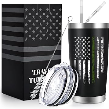 Qtencas Army Gifts for Men, Us Army Veteran Gifts for Men, Military Gifts for Men Veteran Soldiers, Birthday Christams Gifts for Him Boyfriend, Army Stainless Steel Insulated Tumbler with Lid, 20oz