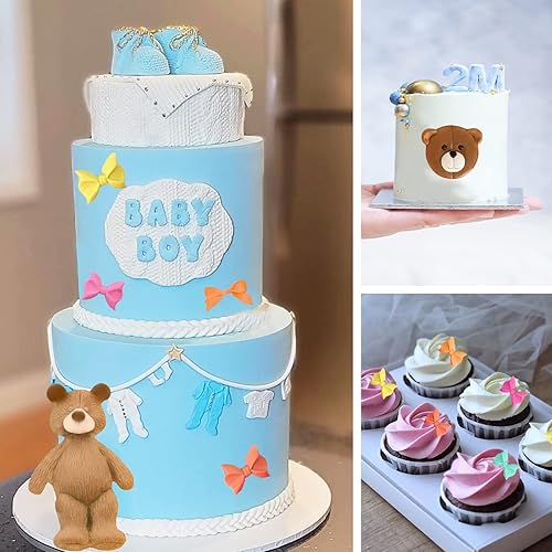 Miniatura 5 de Moldes de silicona de oso de chocolate, 4 piezas, moldes de silicona para osos de pasteles, moños para pasteles, decoración de pasteles, dulces,