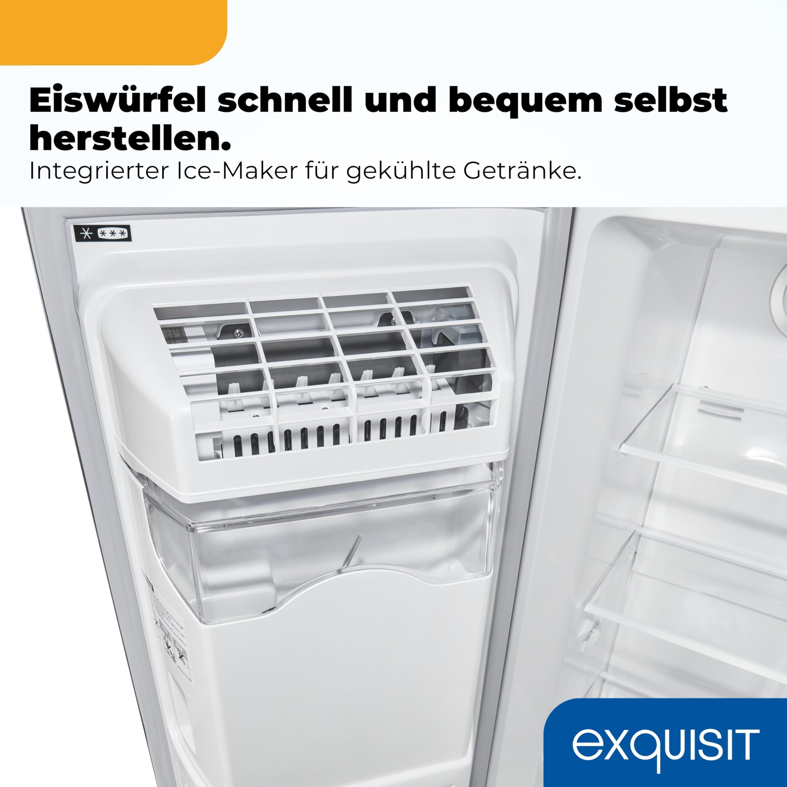Exquisit Side-by-Side Kühlschrank 513 l, No Frost, Wasserspender | Ice-Maker, Energieklasse E, 39 dB, Inox-Look – 177,5 x 91,0 x 66,0 cm, wechselbarer Türanschlag