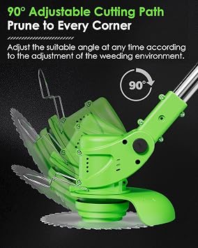 Cordless Weed Wacker, 3-in-1 stringless Weed Wacker, Foldable 2.0Ah Battery Powered Weed Trimmer Stringless Grass Trimmer/Edger Lawn Tool for Yard Lawns Garden