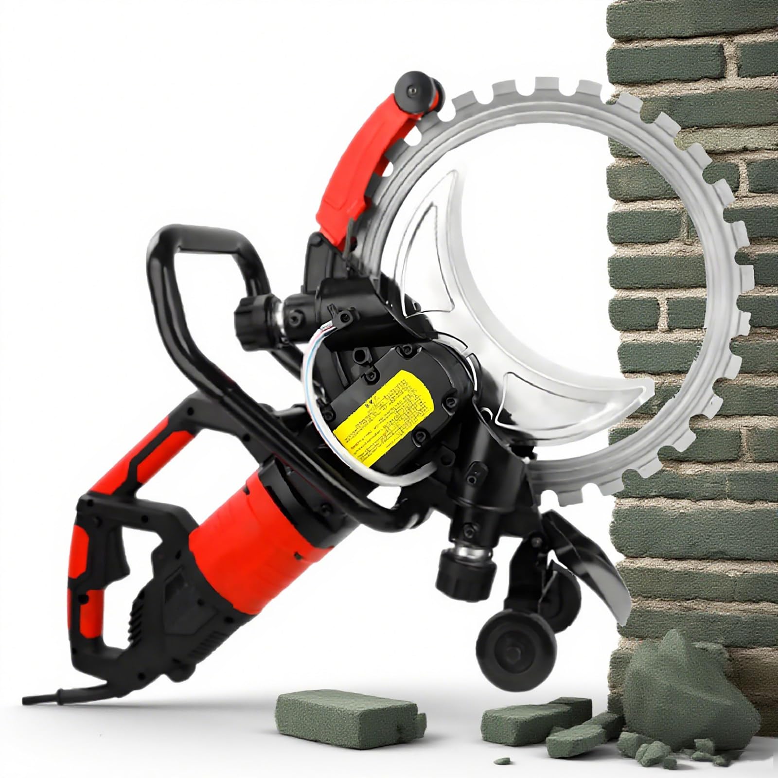 Sierra Eléctrica para Hormigón con 2 Hojas, Sierra Toroidal para Cortar Hormigón, Suministro de Agua, Profundidad de Corte de 30 cm (12"), Sierra de Anillo para Ranurar Ladrillos. 9980W