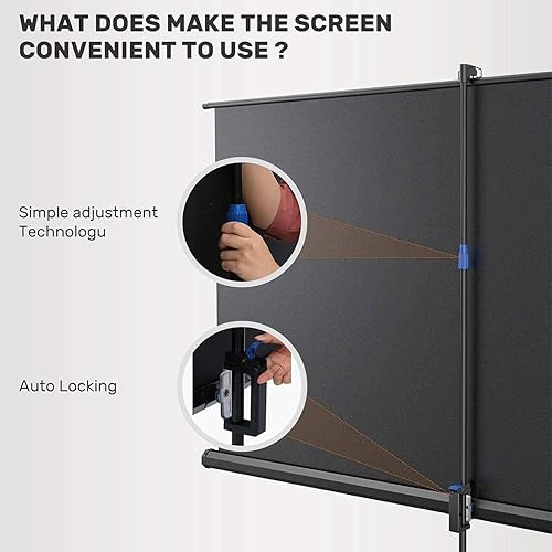 Vista 45 de Aoxun Pantalla de proyector motorizada de 100 pulgadas, pantalla de películas para interiores y exteriores, pantalla de proyector eléctrica 16:9
