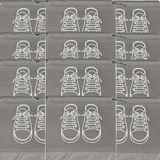 شنط تخزين احذية كبيرة من سيركل ام، شنط احذية برباط مقاومة للغبار مع نافذة شفافة، منظم سفر مقاوم للماء، شنط احذية محمولة - رمادي - 12 قطعة