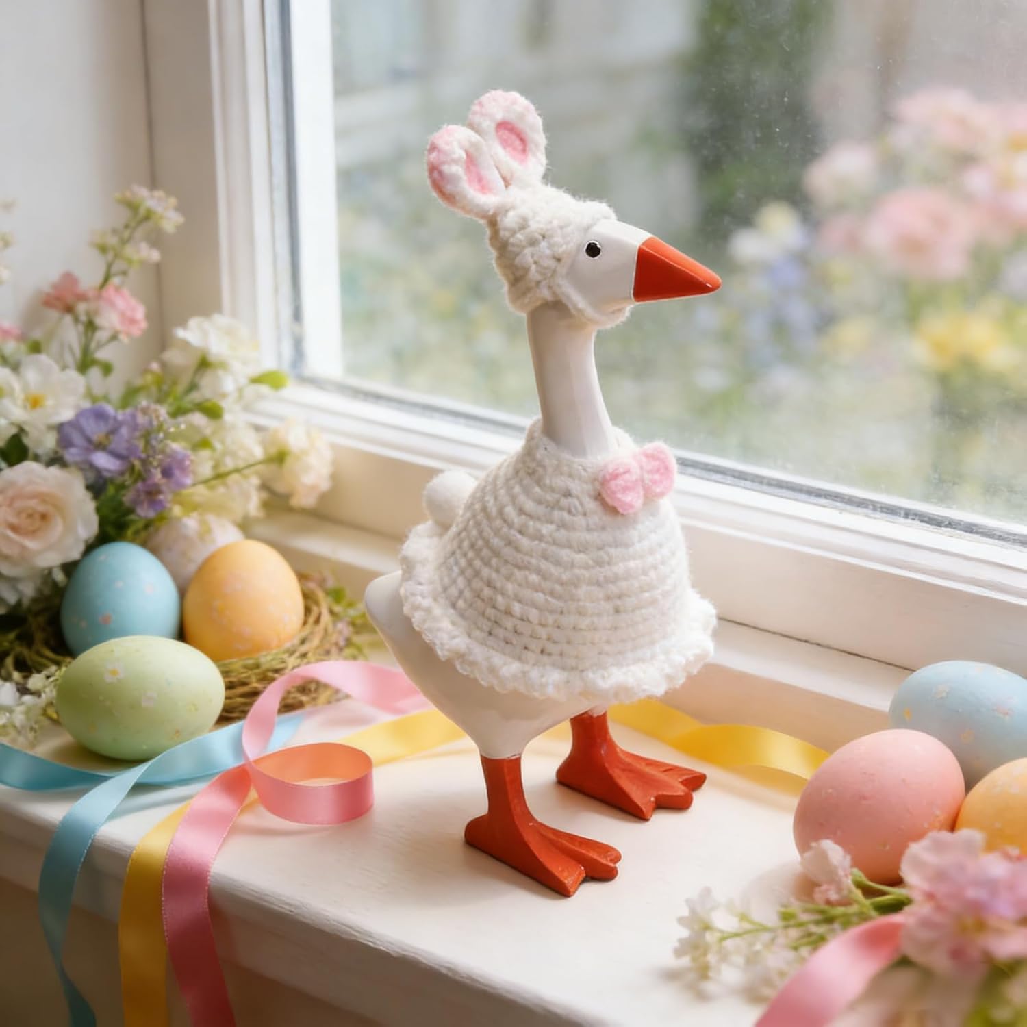 7 Inch Desk Goose Outfits, 3-Pack Hand-Knit Desk Goose Costumes Accessories, Festive Clothes for 7-Inch Magnetic Desktop Geese Statues, Spring Holiday Birthday Party Home Office Table Decor Gift