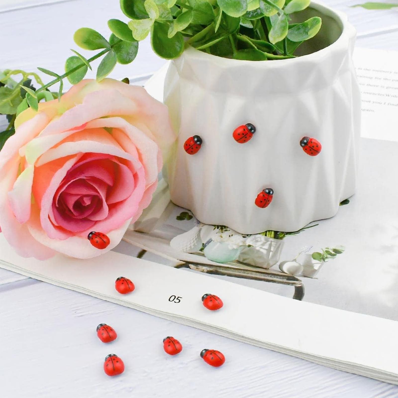 100 Mini Coccinelle Legno Autoadesive Multicolore - Per Decorazioni Fai Da Te E Scrapbooking - Foto 9