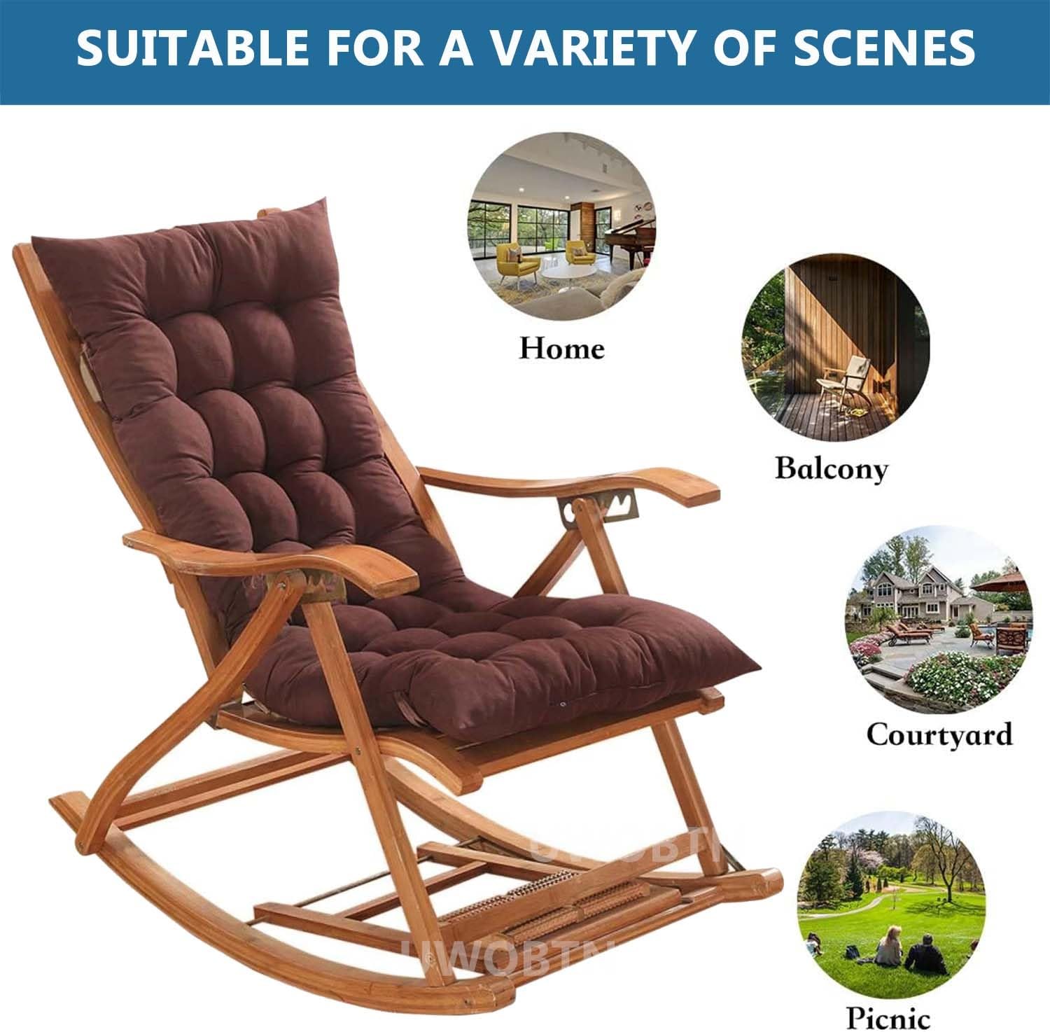 Genérico Cojín Reclinable para Tumbona, Cojines para Silla Mecedora, Exterior Reclinable Colchoneta Tumbona,Cómodo Cojín de Sofá para Jardín, Piscina, Playa, Terraza y Balcón,120x48x8cm E