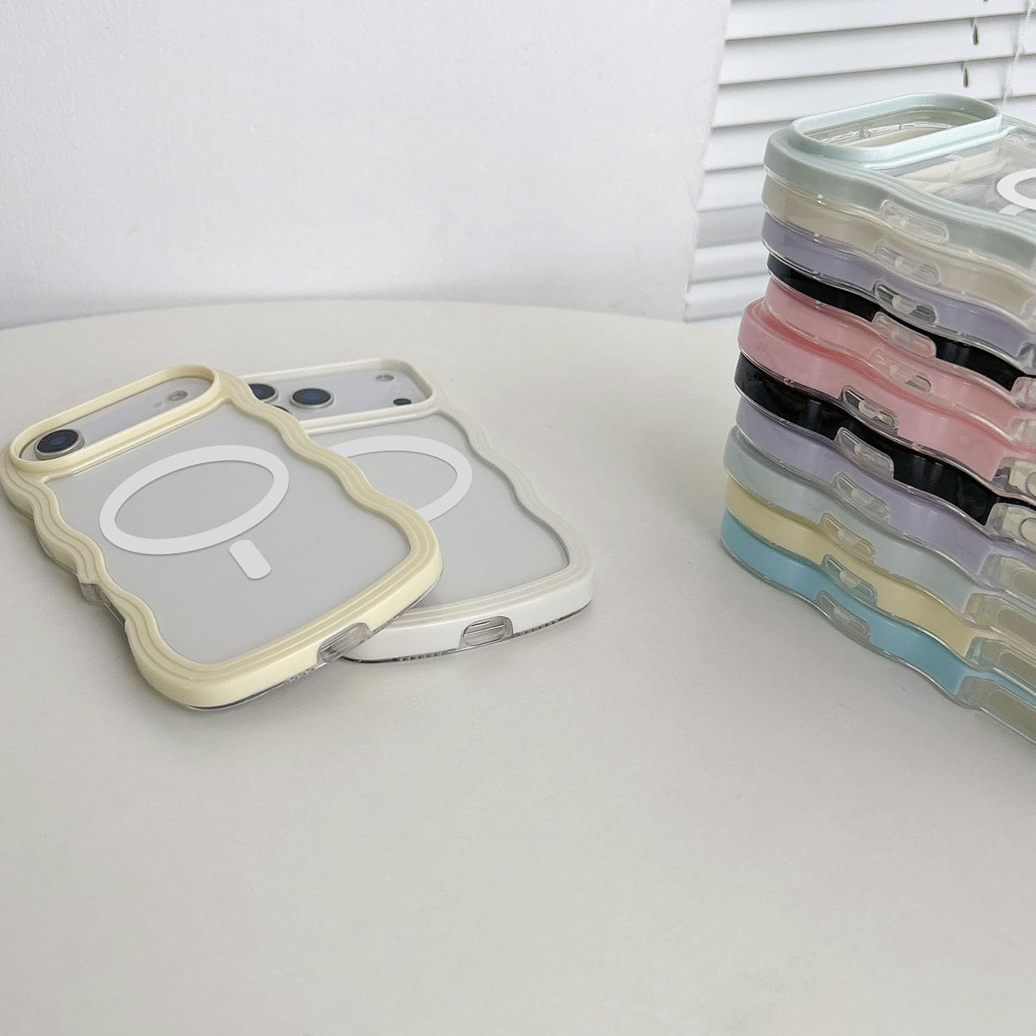 QLTYPRI Magnetic for iPhone 17 Pro Max Case Compatible with Magsafe, Cute Curly Wave Frame Clear Case for Girls Women, Transparent TPU Bumper Shockproof Protective Phone Cover - White - Image 5