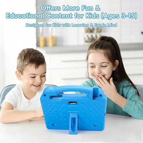 Miniatura 3 de Tableta para niños, tableta Android de 10.1 pulgadas para niños, A523 Octa-Core, 8GB+64GB, batería de 5000mAh con funda azul EVA, Wi-Fi 6 (2.4 GHz y