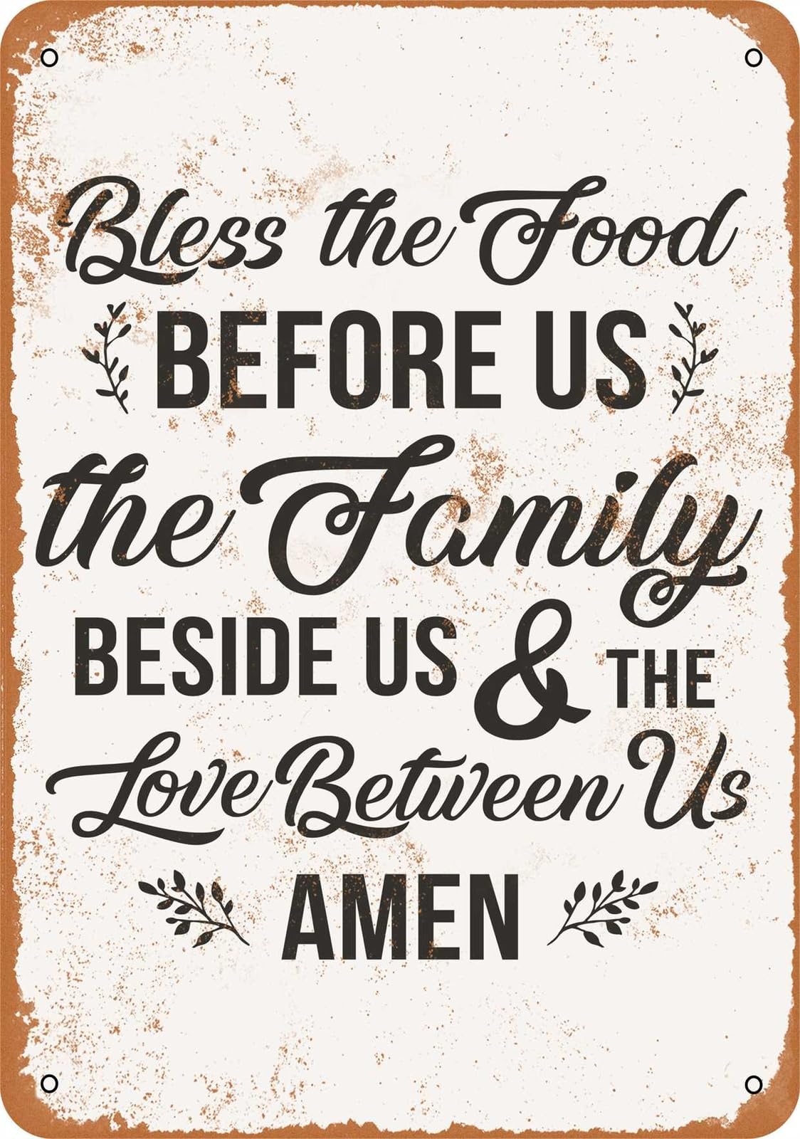 Miaomansenstore Metal Sign - Bless The Food, The Family And The Love 2 - Vintage Look Home Decor