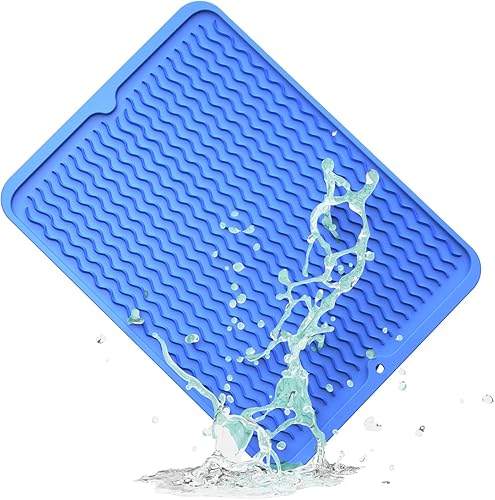 ZLR Tapete de silicona para secar platos para encimera de cocina, tapete ecológico de secado rápido, fácil de limpiar, tapete de secado multiuso,