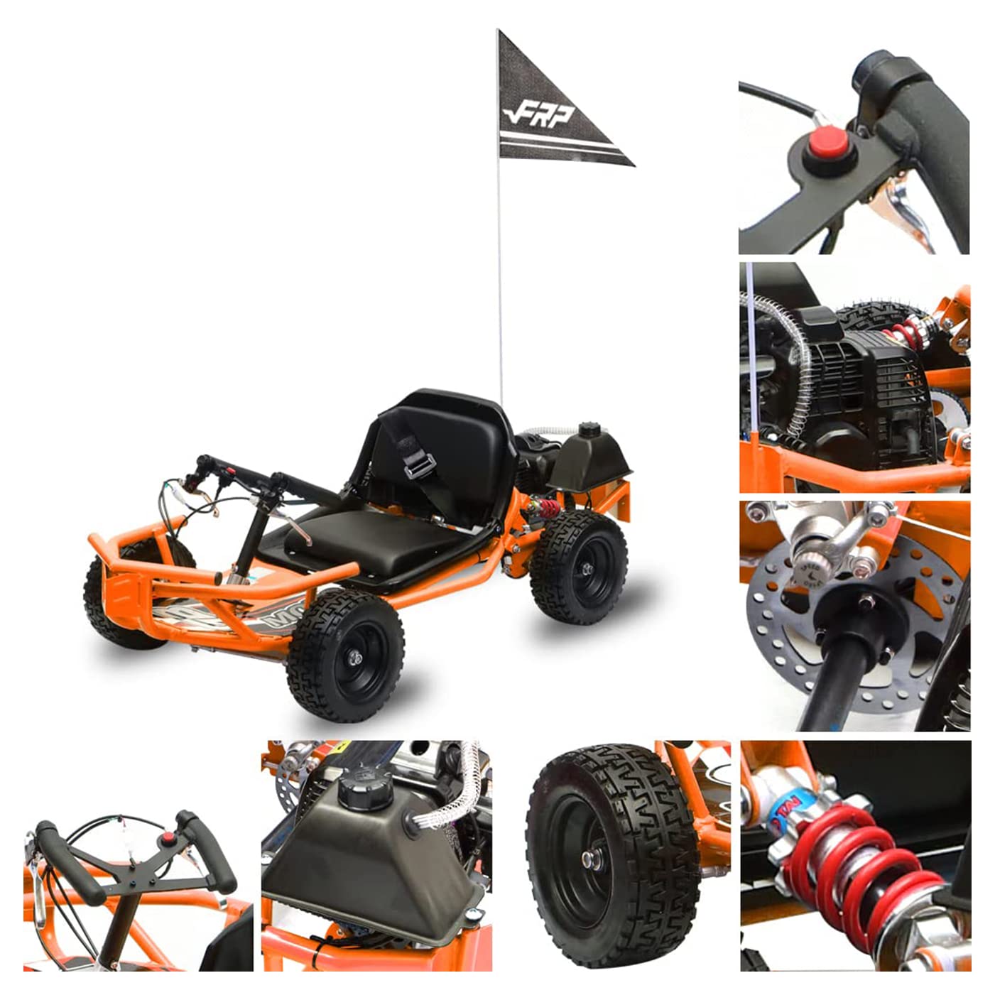 Buy FRP 51CC, 2Stroke (AirCooled) Kids Go Kart, Support Up to 175 lbs