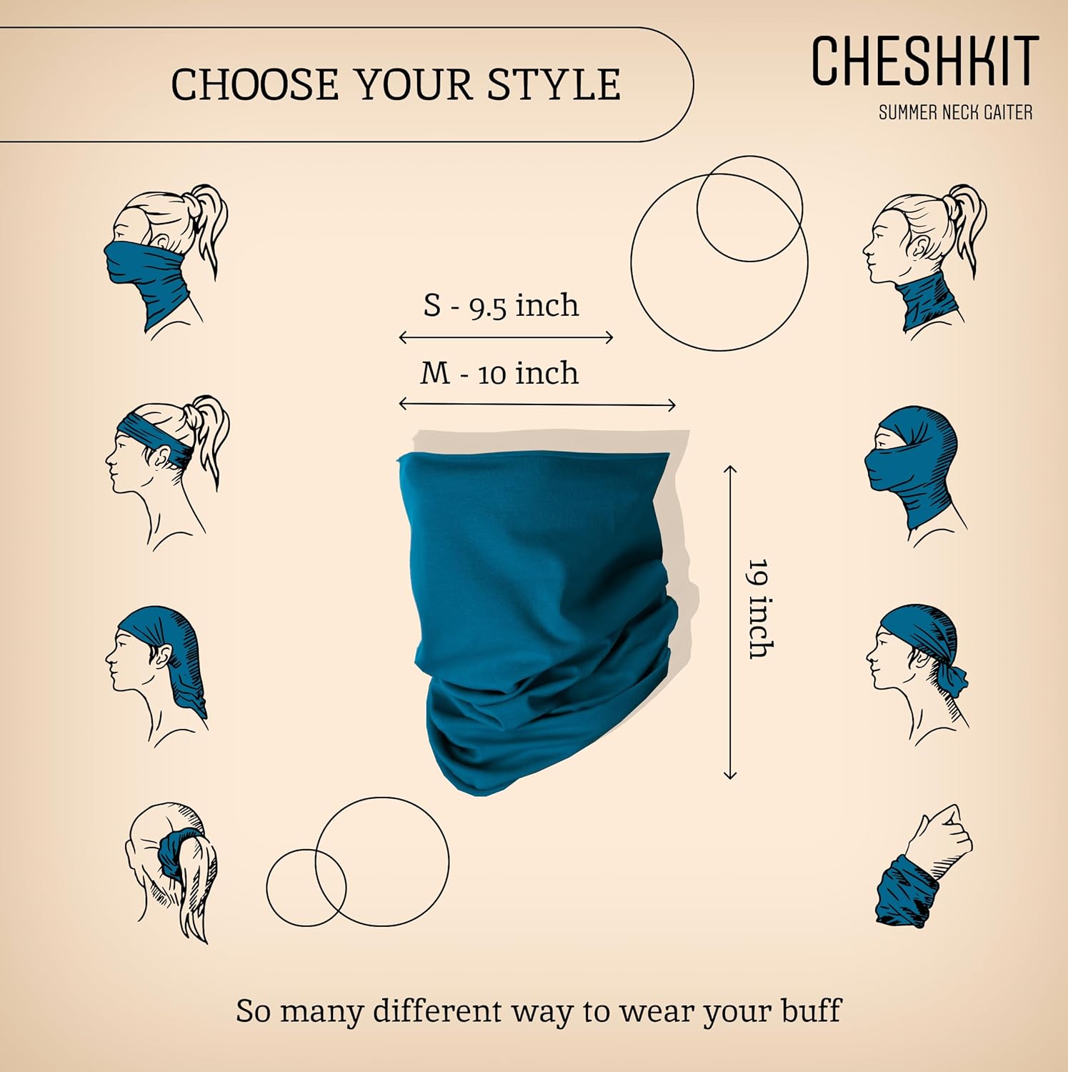 Organic Cotton Neck Gaiter Face Mask Bandana for Dust Wind Sun Protection Men Women - Face Scarf for Outdoor Activities (Blue Grass, Small, 2 Pack) - Image 3