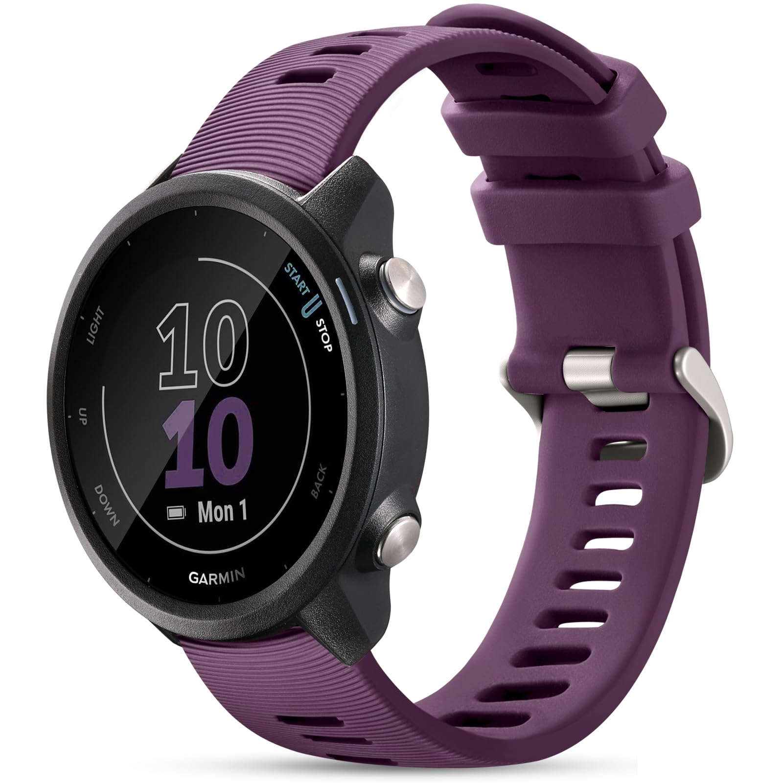 Laffav Compatible with Garmin Forerunner 245 Strap/Forerunner 55 Straps, 20mm Soft Silicone Sport Replacement for Garmin Vivoactive 3/Vivoactive 5/Venu/Venu Sq/Sq 2/Forerunner 165/645 Band, Plum
