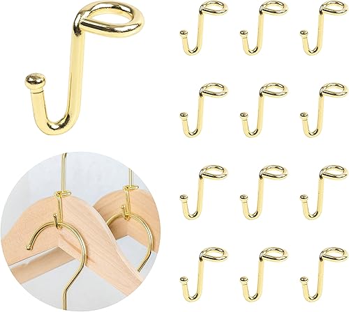 Percha para ropa, 72 unidades, ganchos de metal dorado, ganchos extensores, mini ganchos en cascada