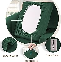 Vista 52 de WEERRW Fundas de terciopelo para sofá de 2 cojines, fundas de sofá de felpa de terciopelo de lujo de alta elasticidad, con parte inferior elástica