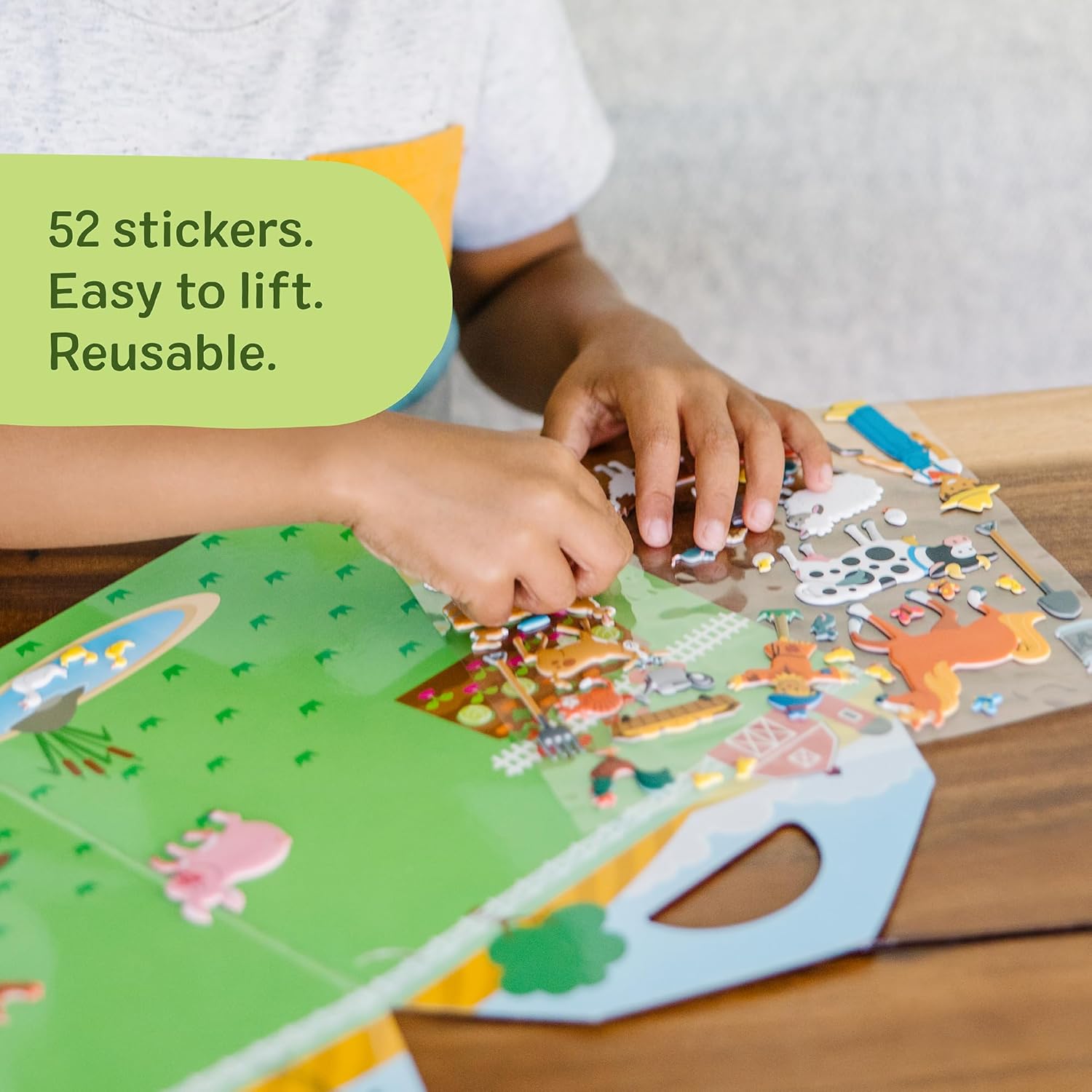 Melissa & Doug Puffy Sticker Play Set – On The Farm, 52 Reusable Stickers with 2 Fold-Out Scenes, Restickable Animal Arts and Crafts Activity Book for Kids Ages 4+ - FSC Certified