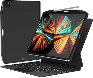 SwitchEasy CoverBuddy Case for 2021-2022 iPad Pro 12.9 Inch (5-6th Gen) - Magic Keyboard Compatible Case with Pencil Holder [Support Apple Pencil Charging] (Keyboard Not Included) (Black)