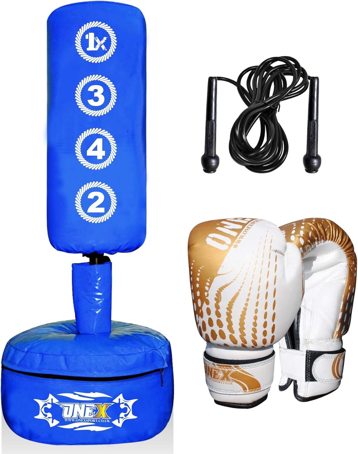 Sports Onex Kids/Junior Boxing FREE STANDING Blue Punch Bag Set Toddler