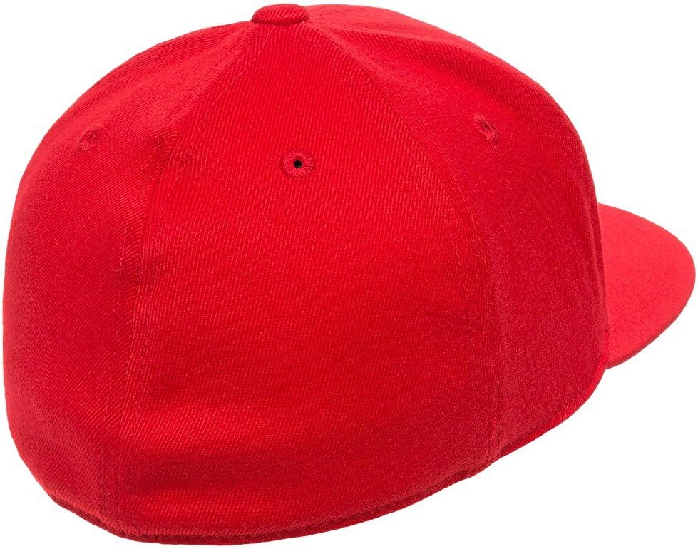 Flexfit The Hat Pros Premium 210 Fitted Flat Brim Baseball Hat w/THP No Sweat Headliner Red