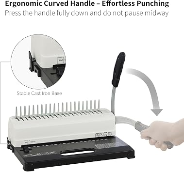 Binditek Binding Machine, 19-Hole, 450 Sheets, Comb Binder Machines with 100 PCS 1/2 Comb Spines, for Letter Size, A5 or Smaller Sizes