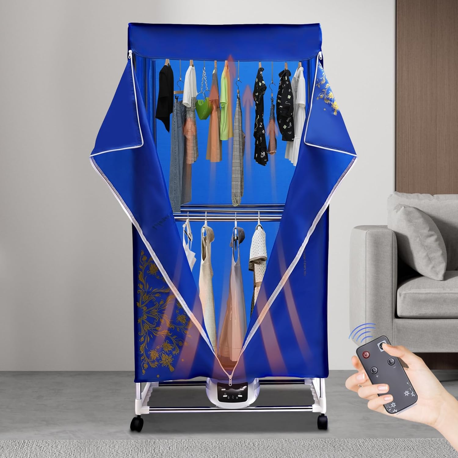 Portable Clothes Dryer for Apartments Travel Laundry, 110v Portable Dryer Machine with Timing Function, Mini Compact Foldable Fast Electric Dryer Machine for Laundry, Travel, Apartment, 1500W