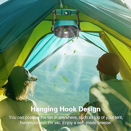 Miniatura 6 de CONBOLA Ventilador portátil que funciona con pilas con linterna LED 10400 mAh para exteriores pequeño ventilador de campamento silencioso ventilador