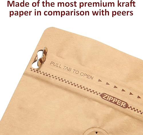 Miniatura 6 de 100 bolsas de café de papel kraft de alta barrera de 4 onzas, bolsas de café de fondo plano con válvula de liberación de aire y cremallera lateral