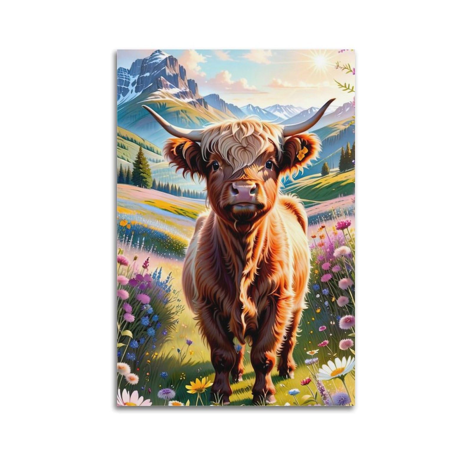 ZSZWHJ Animal Poster Calf in The Grassland Artwork Poster Decorative Painting Canvas Wall Posters And Art Picture Print Modern Family Bedroom Decor Posters 12x18inch(30x45cm)