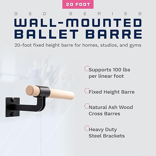 Miniatura 10 de VITA Barre Wall-Mounted Single Ballet Barre, Geo, Wood  Fixed Height, Made in USA, Home, Studio or Gym Exercise Equipment for Kids & Adults  Dance,
