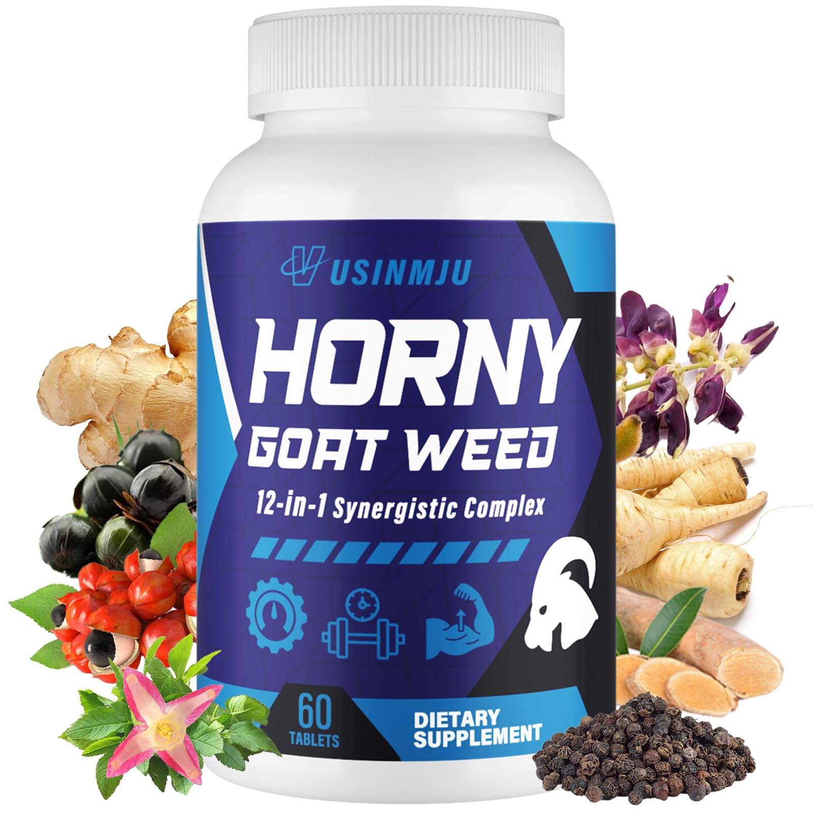 Hornygoatweed for Men 12 In 1 Horny Goat Weed Male Enhancing Supplement with 1500mg Horny goat weed 500mg