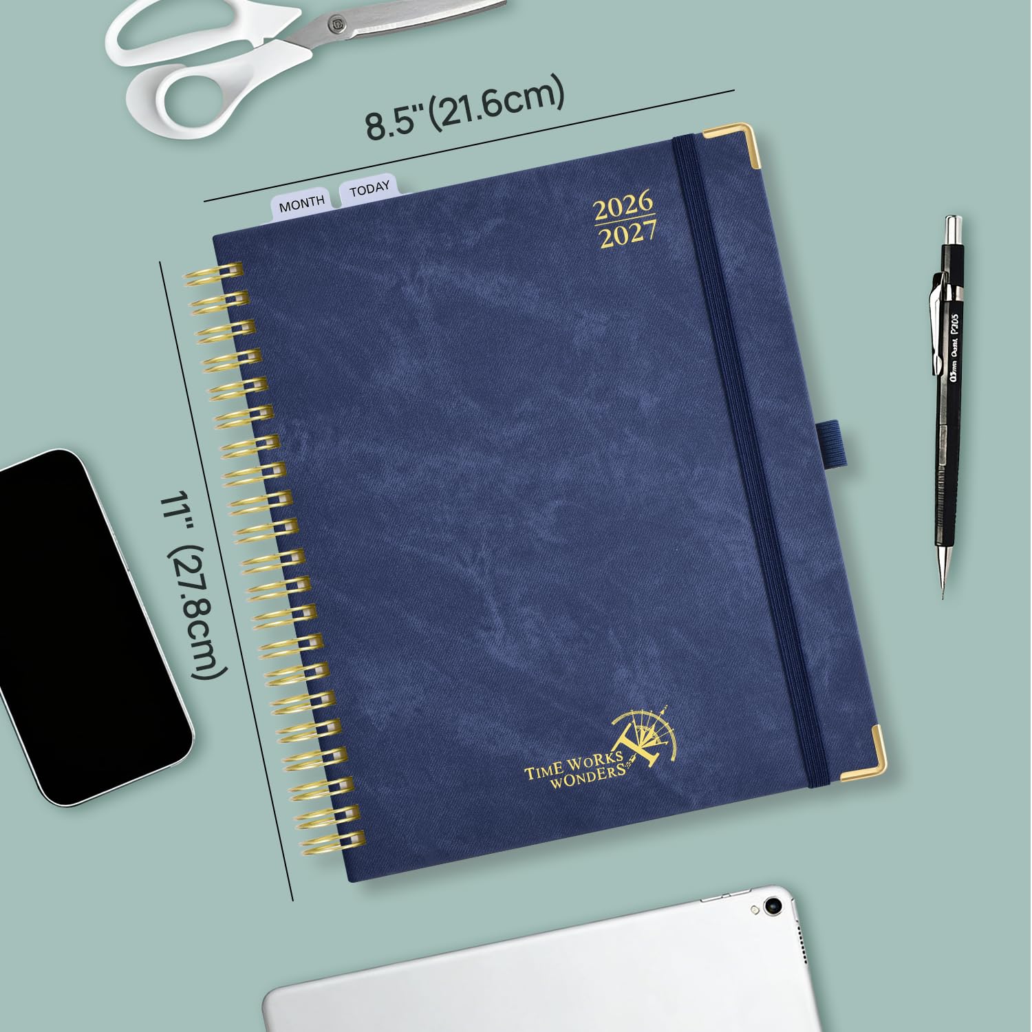POPRUN Agenda per insegnanti 2026-2027, anno accademico, grandi dimensioni 21,6 x 27,9 cm, calendario mensile e settimanale, luglio 2026 - giugno 2027, agenda con copertina rigida, rilegatura a