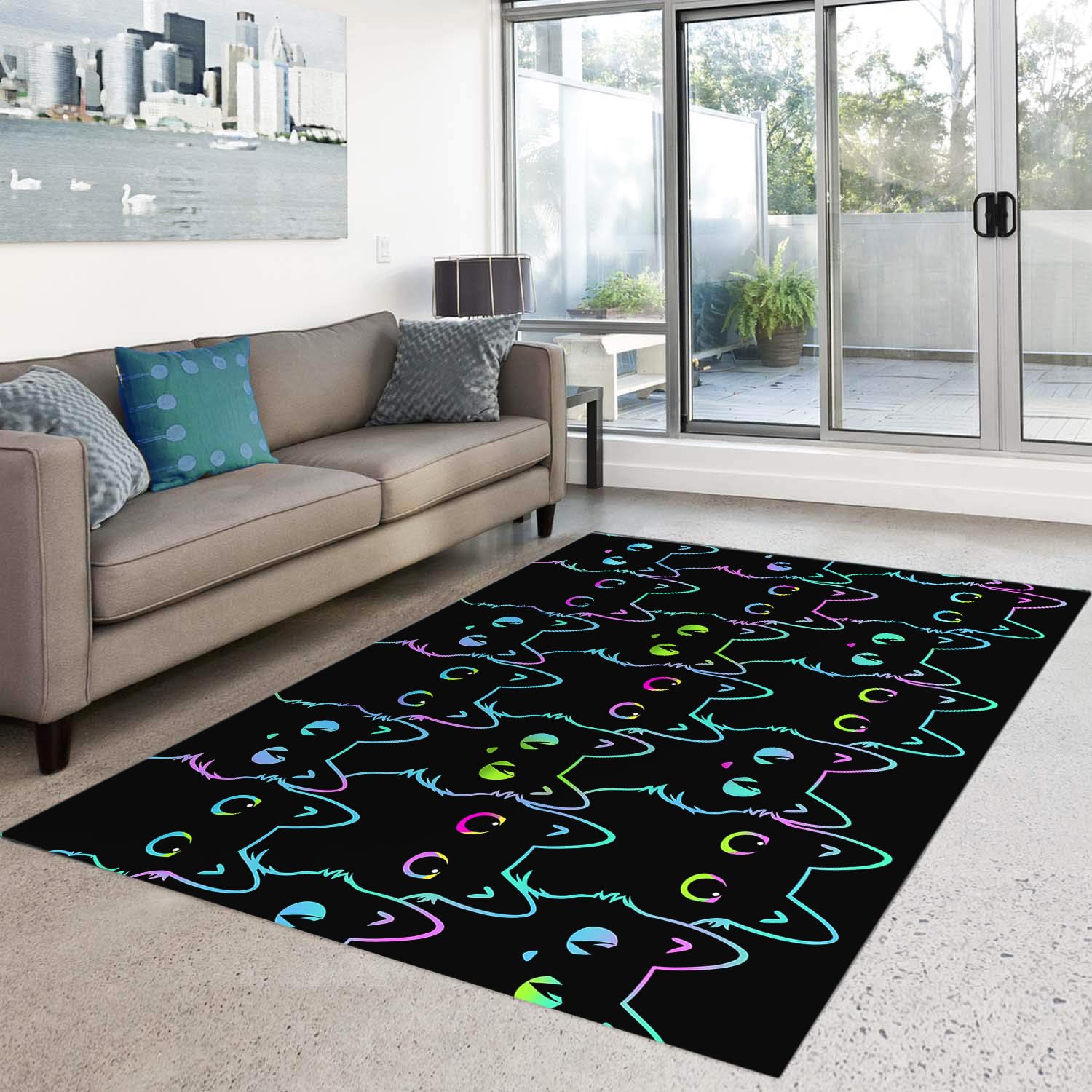 Tapis chat noir lavable HOSIMA pour éliminer la poussière du sol