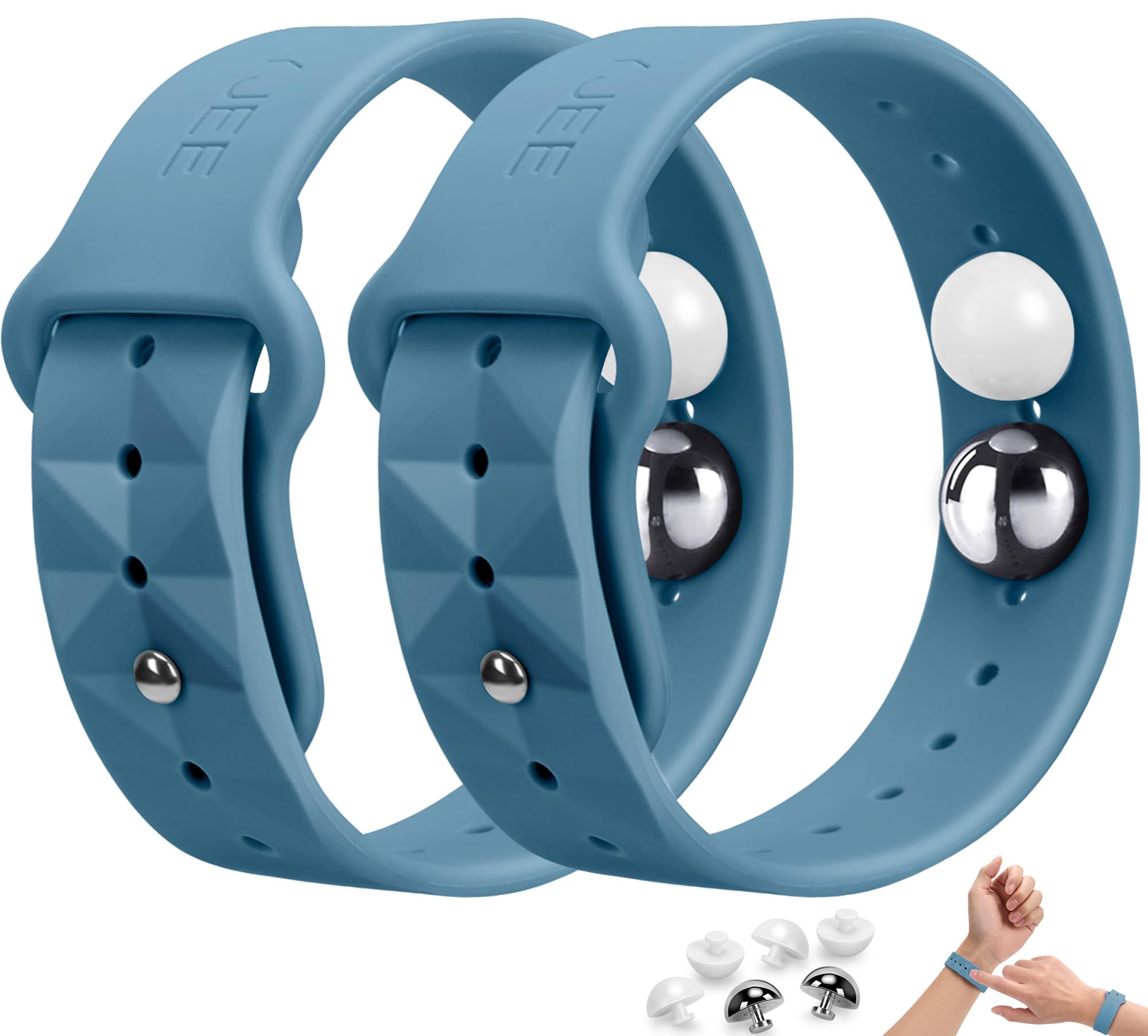 Motion Sickness Bracelets for Travel: Acupressure Anti Nausea Wristband for Morning Sickness - Sea Sickness Wristbands for Car Boat Air - Nausea Bands for Motion Sickness Blue Color