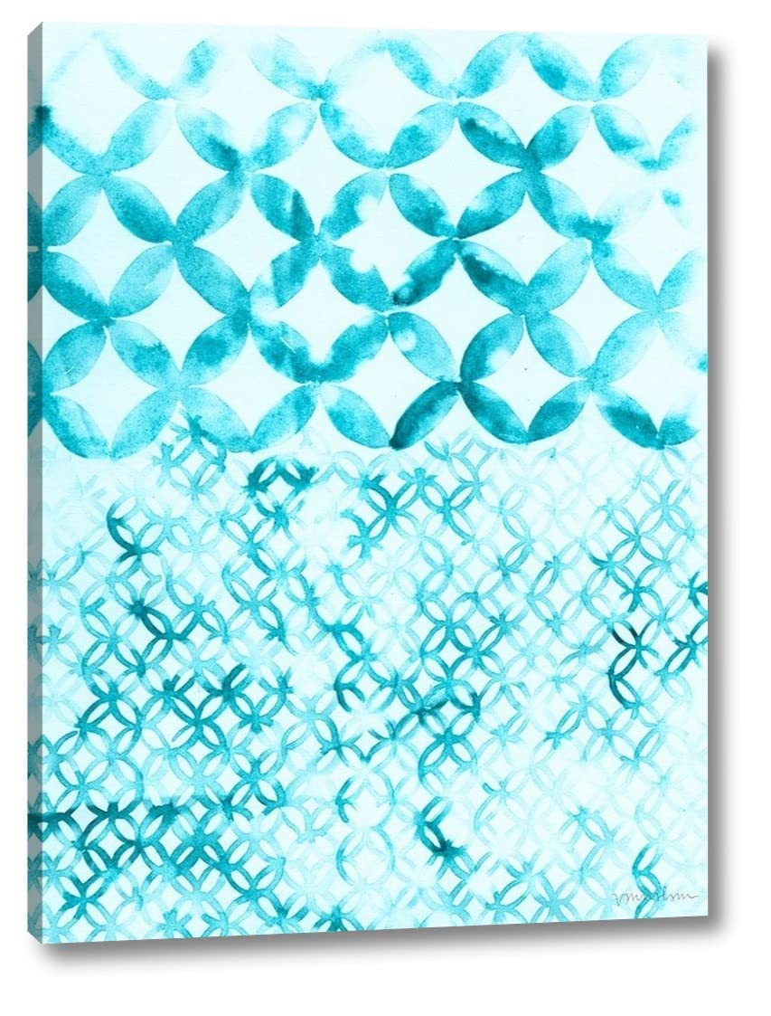 Teal Madras IV by Vanna Lam - 12" x 16" Canvas Art Print Gallery Wrapped - Ready to Hang
