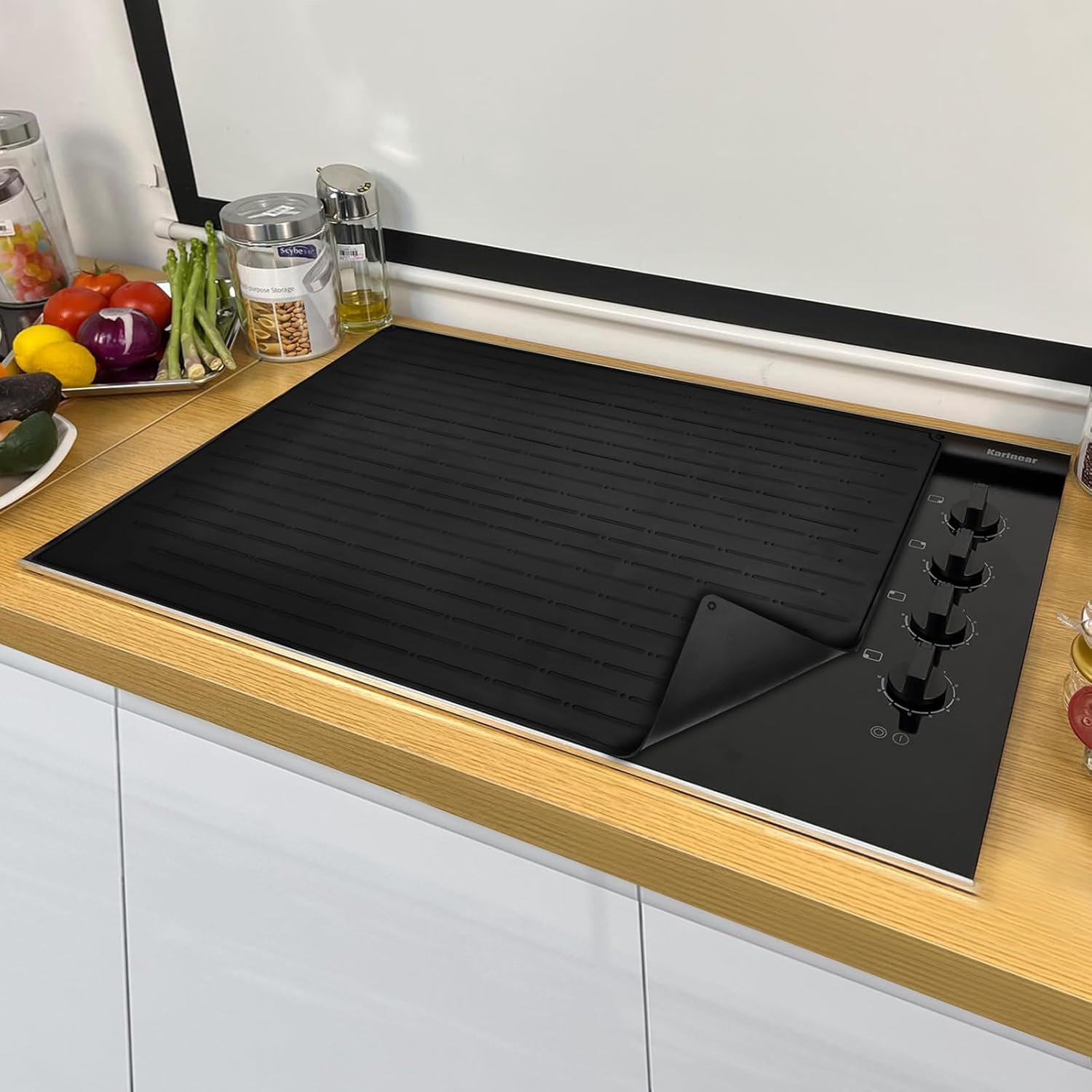 Cook's Aid Stove Top Cover for Electric Stove 20x28 Inch - Silicone Stove Mat for Glass Top Stove, Glass Cooktop Protector, Dish Mat Drying Kitchen Mat