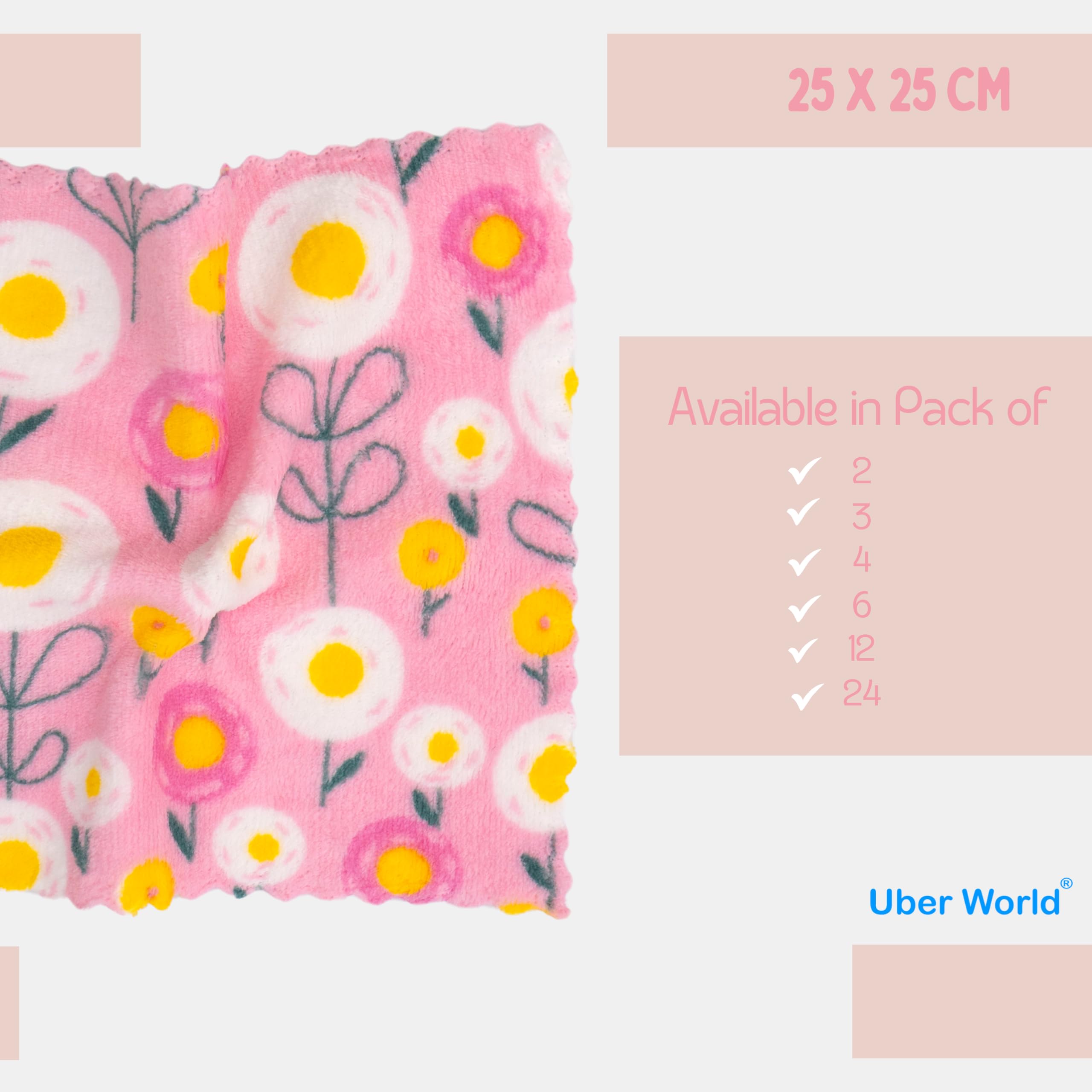 Uber World Handkerchief for Women | Face Towels | Handkerchief for Kids | Kerchief for Women | Hanky for Women | Hanky of Kids | Ladies handkerchief | Handkerchief for women cotton | Flower Print - Image 4 thumbnail