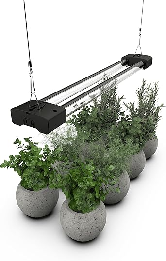 DYMOND BoostGro LED Grow Light Full Spectrum Linkable 5000K Daylight + 660nm Red Indoor Plant Lighting Fixture (2 FT, Black)