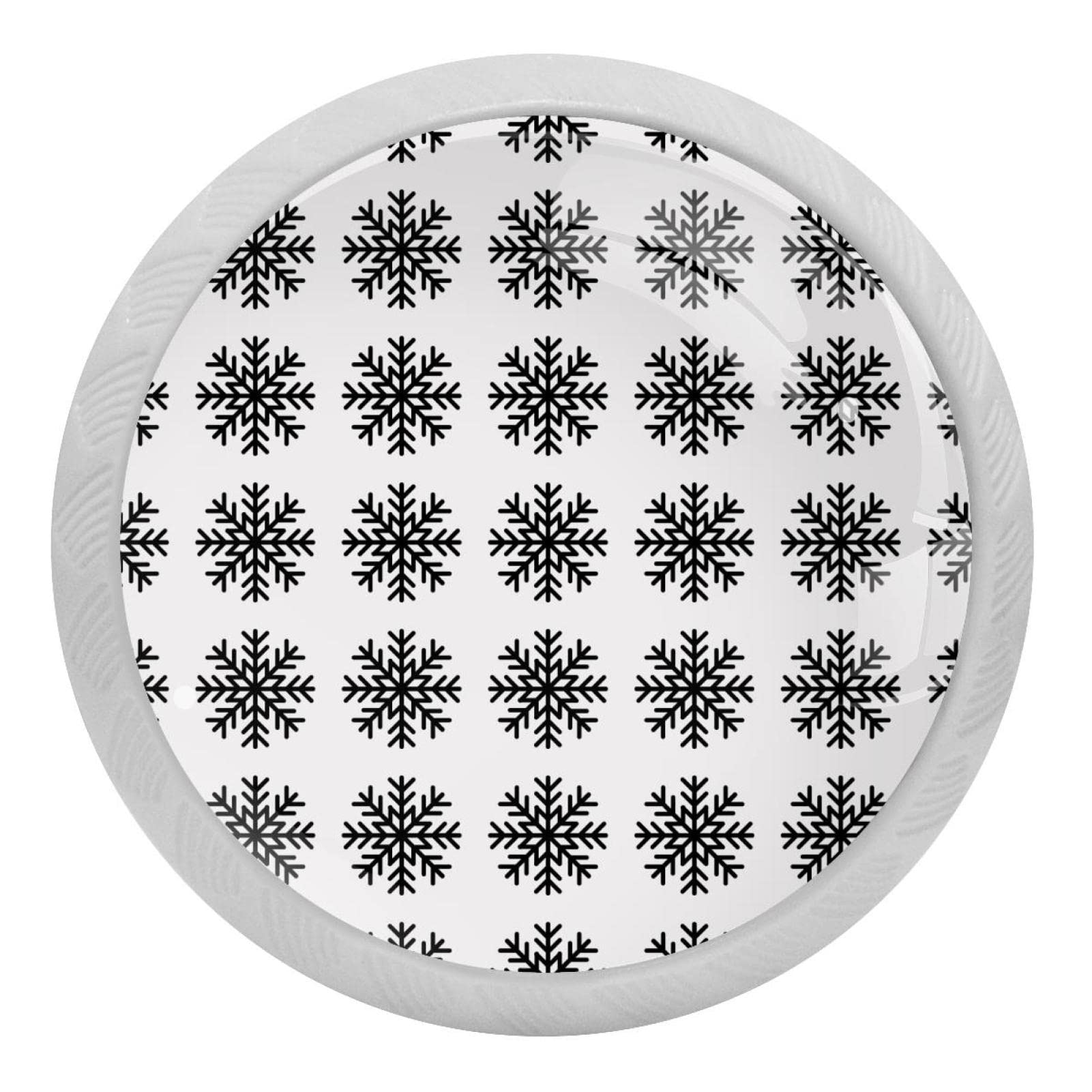 Boutons de tiroir en verre fluorescent flocon blanc lot de 4 pour placard