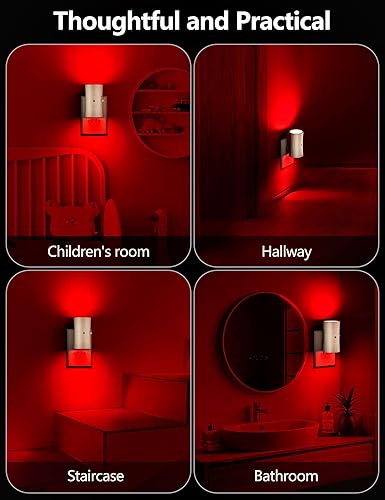 Miniatura 4 de Luz nocturna, luces nocturnas enchufables a la pared [2 paquetes], 0-100LM sensor de luz de brillo ajustable, luces nocturnas enchufables en la Rojo