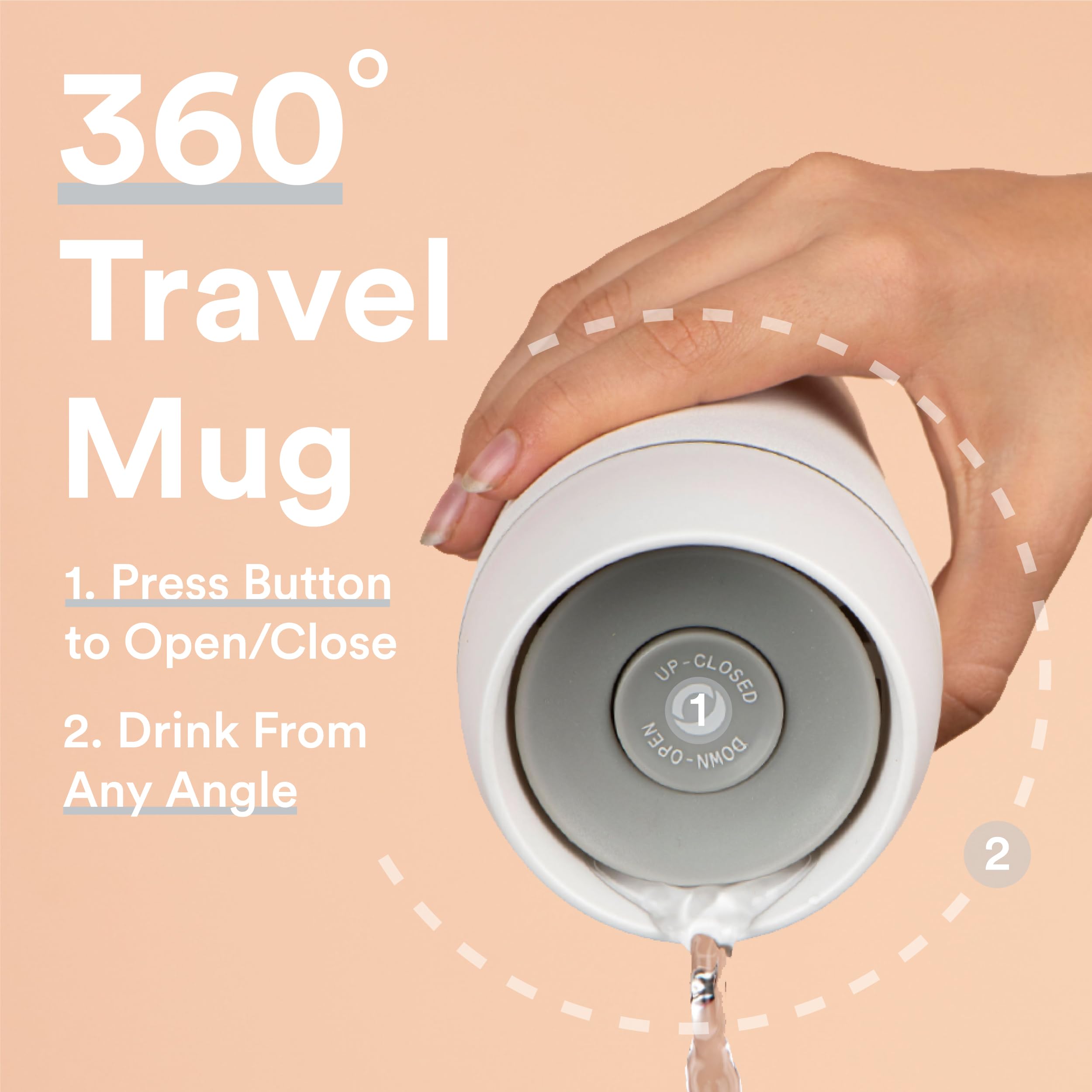 Moon 360° Travel Mugs, Leakproof Reusable Coffee Cup for Hot Drinks, Insulated Stainless Steel Thermal Mug - Image 3