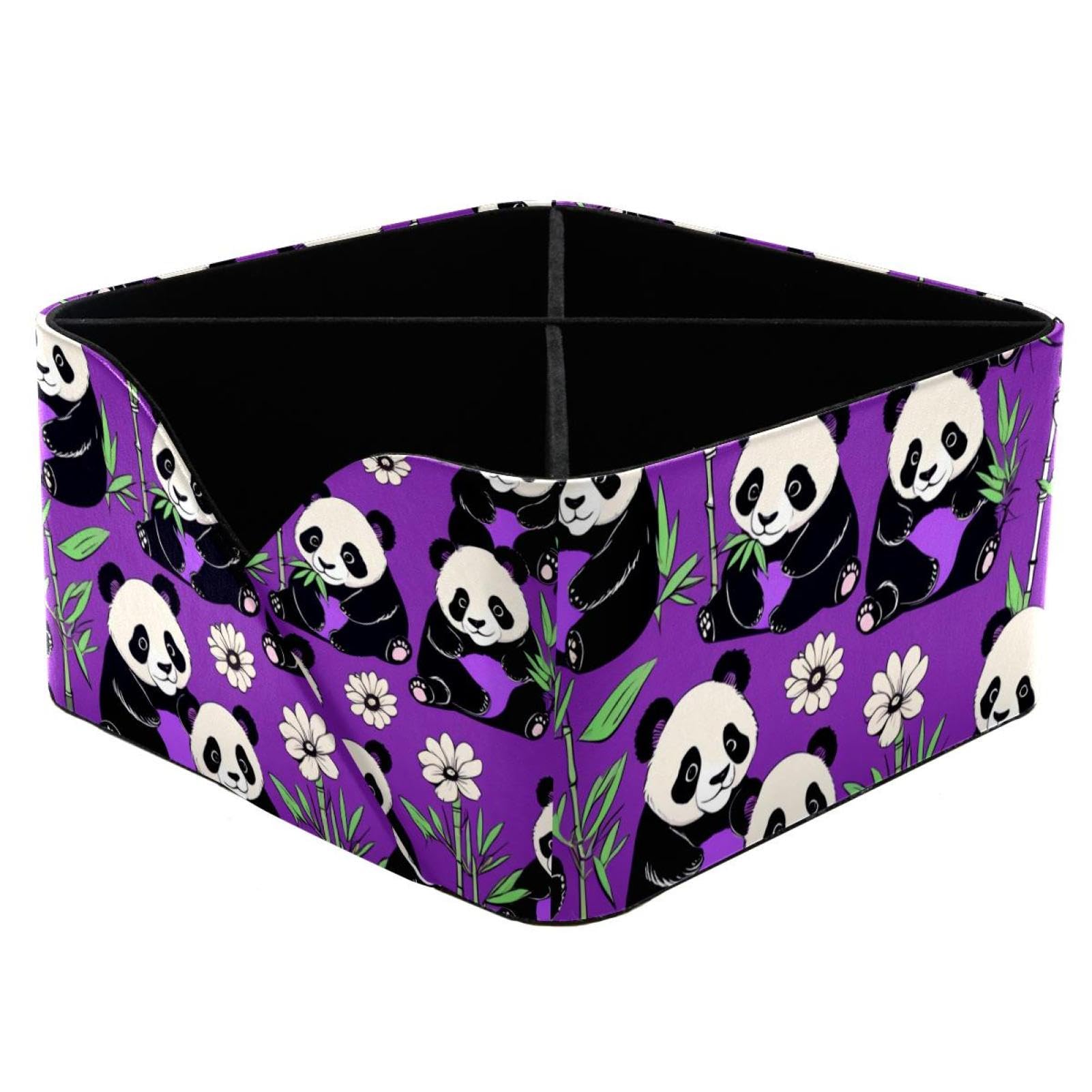 Porte-stylo rectangulaire panda violet pour ranger les fournitures créatives sur la table