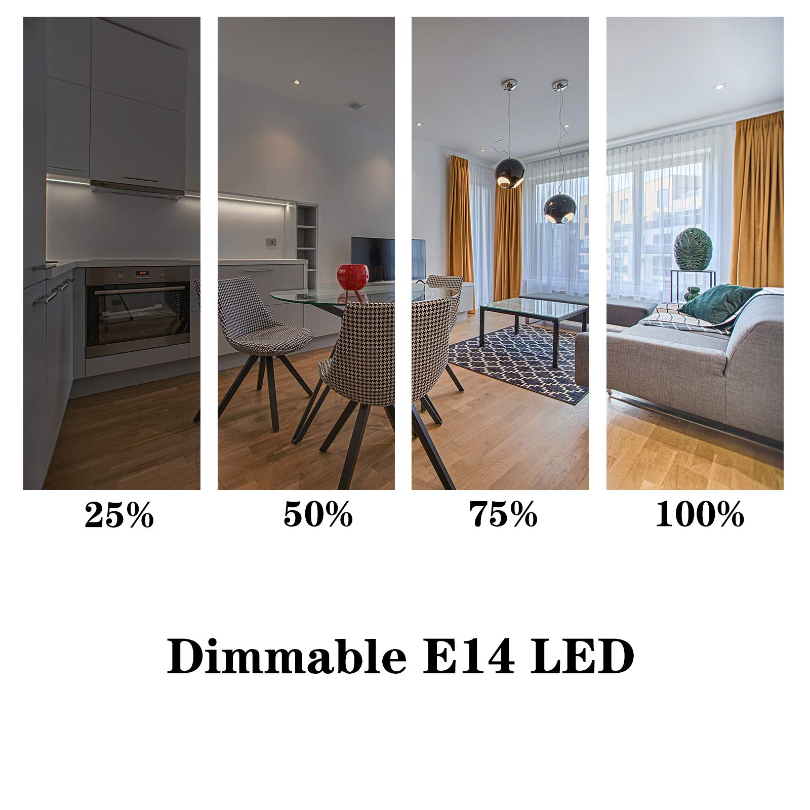 Lampadine a LED Lampadine a Candela dimmerabili E14 da 6 W, equivalenti a incandescenza 60, Bianco Caldo 2700 K, 600 lm, lampadine C35, Confezione
