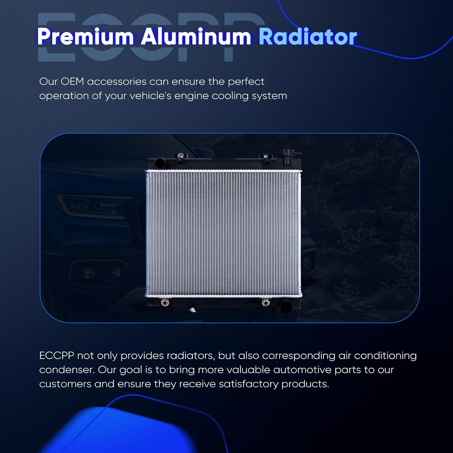 ECCPP 2883 Radiator for 2005-2011 Dodge Dakota 3.7L 2005-2010 for Dodge Dakota 4.7L 2006-2009 for Mitsubishi Raider 3.7L 2006-2007 Mitsubishi Raider 4.7L CU2883,55056506AE Aluminum Radiators