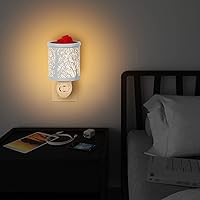 Vista 1 de Calentador de Cera enchufable de Metal Blanco con Patrón de Árbol Calentador de Pared para Cera Perfumada con Bandeja Removible Calentador de Vela