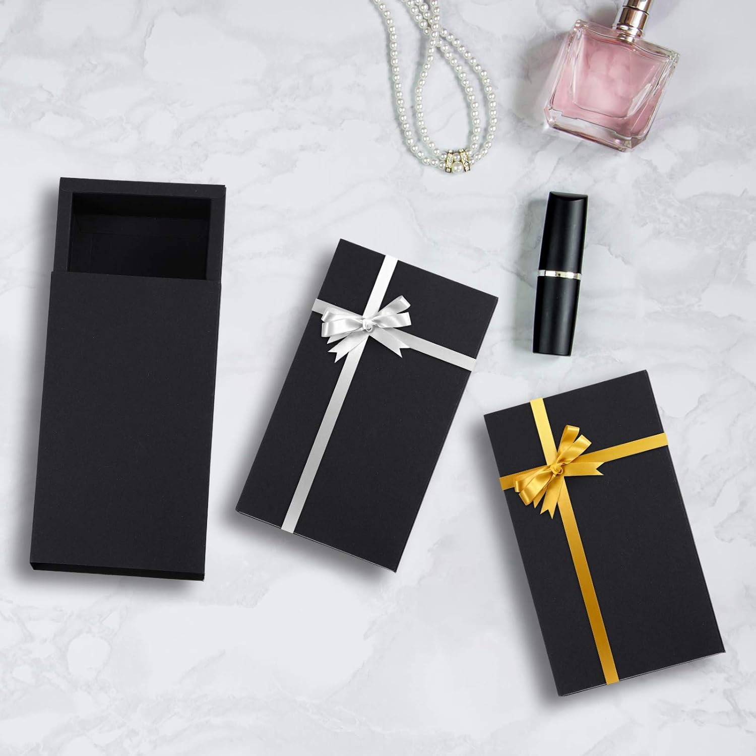 Zonon 30 Pieces Kraft Paper Drawer Box, Mini Crafts Cardboard Gift Boxes for Business and Soap Jewelry Candy Wedding Party Favors Present Packaging Organizer (Black)