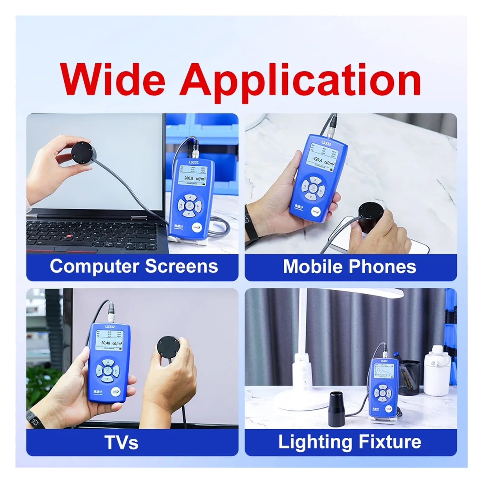 Medidor De Luminosidad LS332, Espectrómetro, Frecuencia Parpadeo Brillo, Análisis CCT CRI For Medición Lámpara Pantalla LCD,Medición precisa