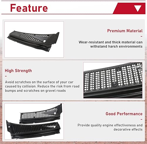 Miniatura 3 de HECASA Kit de paneles de cubiertas de parabrisas compatible con Ford F250 F350 F450 F550 Super Duty 2000-2005 Excursion 1999-2007 Reemplazo para